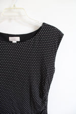 LOFT Black & White Patterned Side Ruched Dress | S