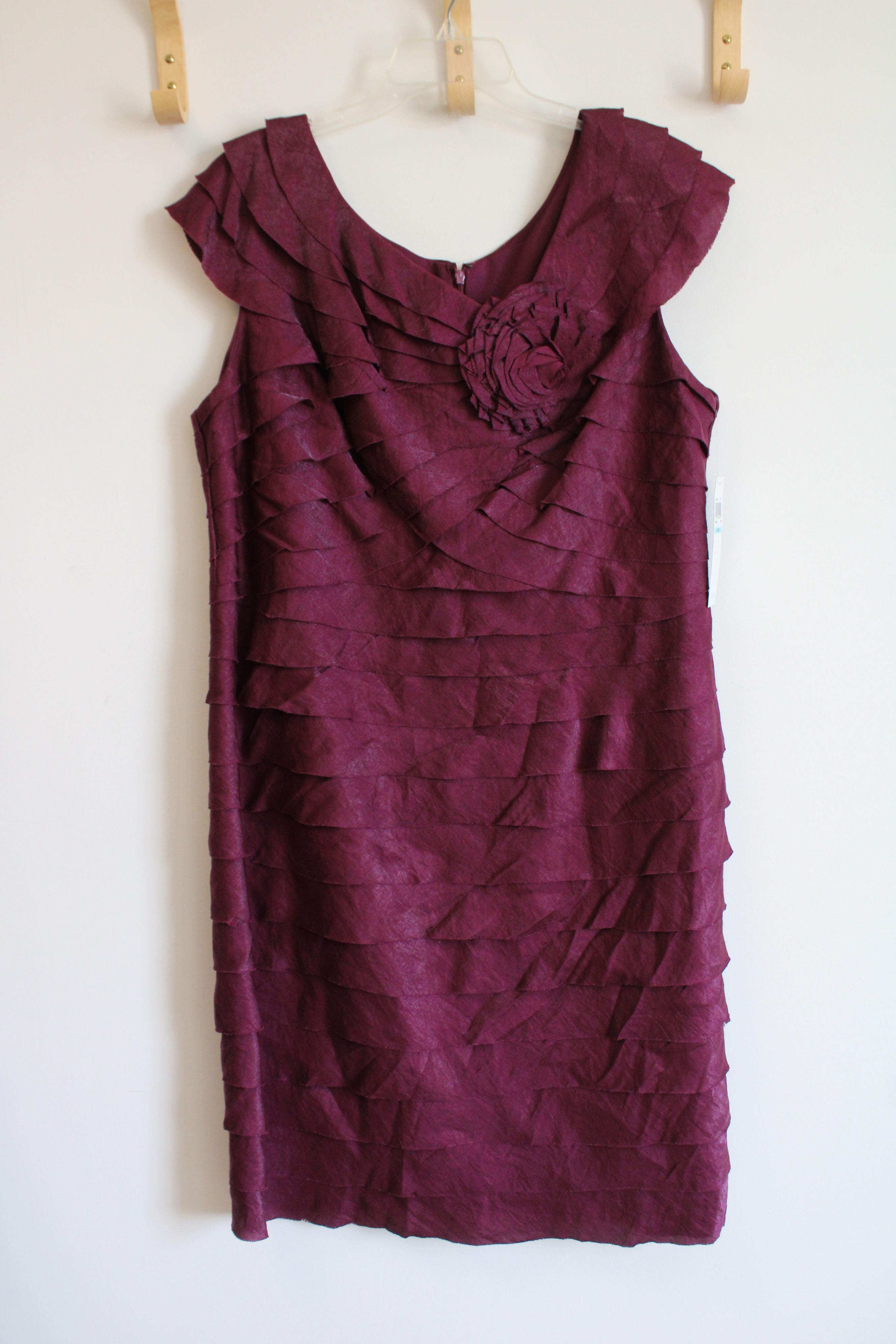 NEW London Times Burgundy Ruffle Dress