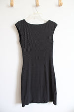 LOFT Black & White Patterned Side Ruched Dress | S