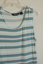 Lands' End Blue Striped Ruffle Bottom Maxi Dress | M-T