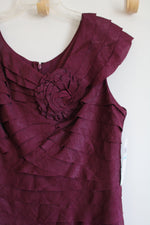 NEW London Times Burgundy Ruffle Dress | 20W