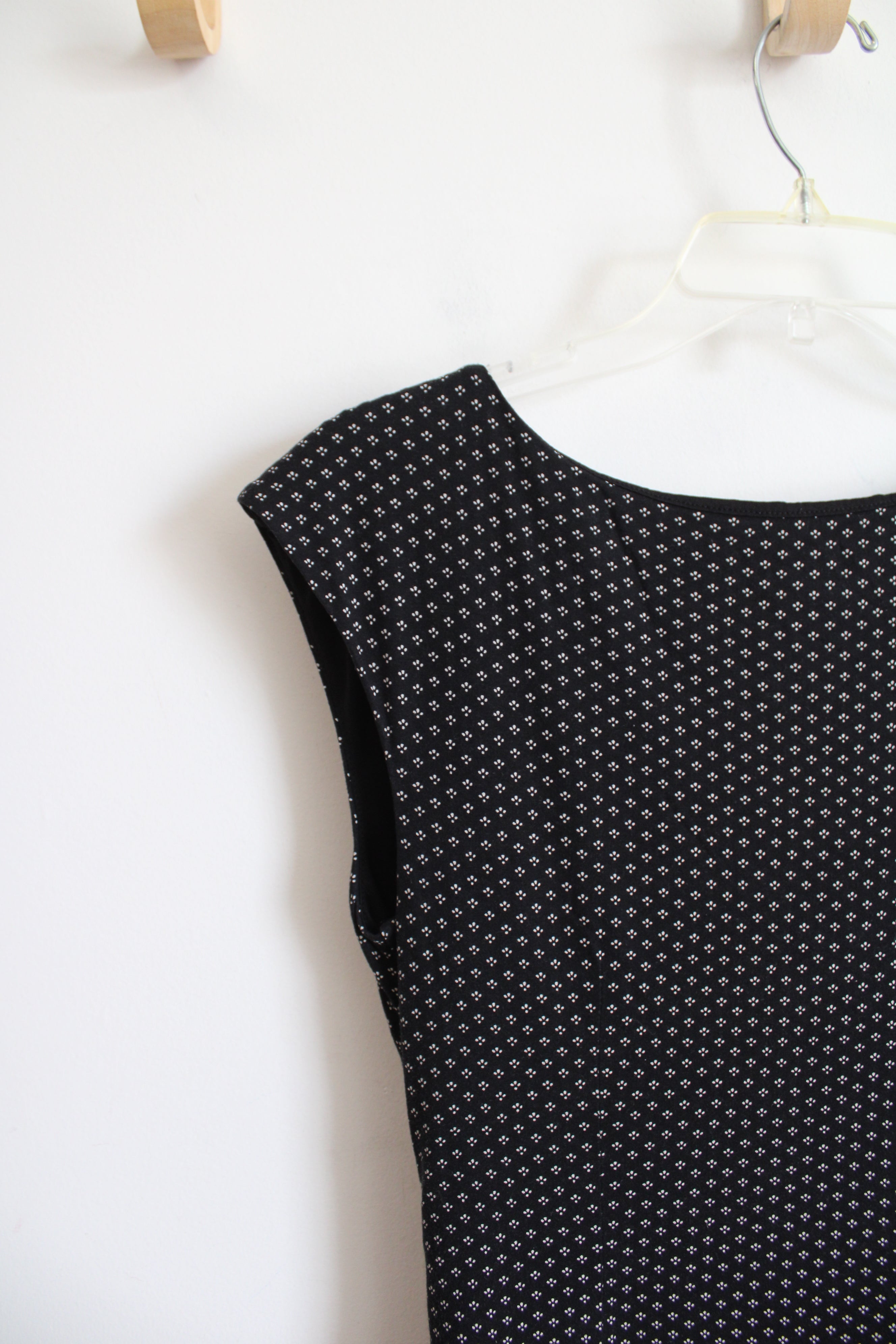 LOFT Black & White Patterned Side Ruched Dress | S