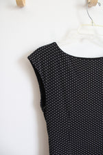 LOFT Black & White Patterned Side Ruched Dress | S