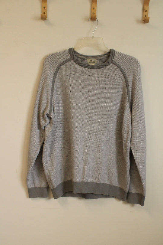L.L. Bean Gray Knit Long Sleeve Sweater with Gray Contrast | XL-T