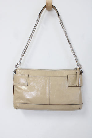 Coach Soho Patent Leather Silver Chain Handle Buckle Bag