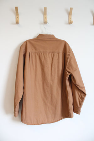 Faded Glory Fleece Lined Tan Button Down Shacket | L