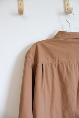Faded Glory Fleece Lined Tan Button Down Shacket | L
