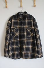 Freedom Foundry Tan & Gray Plaid Fleece Lined Shacket | XXL