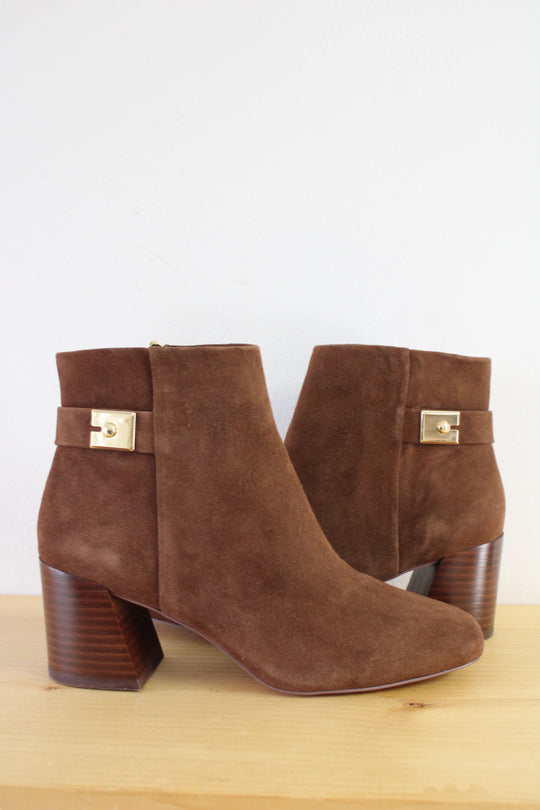 NEW Vince Camuto Suede Brown Ankle Heel Boots | Size 7.5