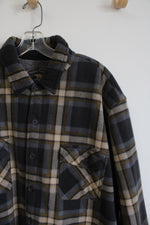 Freedom Foundry Tan & Gray Plaid Fleece Lined Shacket | XXL