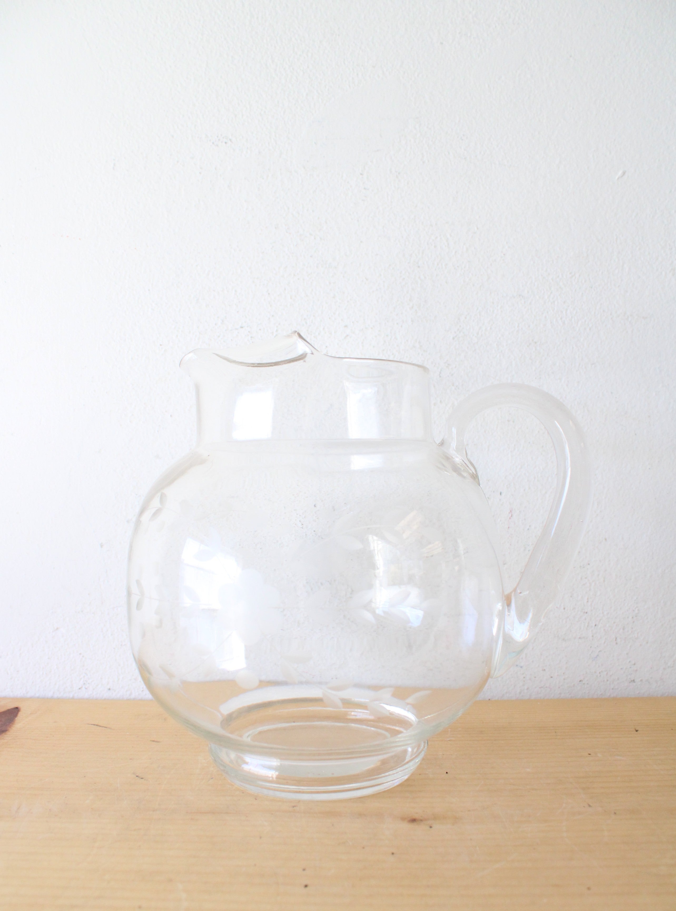 Princess House Vintage Heritage Pattern Glass Pitcher & Cup Set