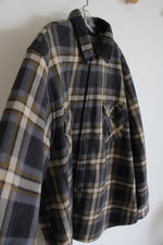 Freedom Foundry Tan & Gray Plaid Fleece Lined Shacket | XXL