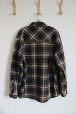 Freedom Foundry Tan & Gray Plaid Fleece Lined Shacket | XXL
