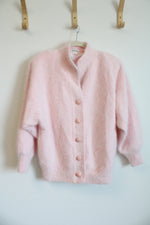 Misook Vintage Pink Angora Rabbit Fur Knit Cardigan | L/XL