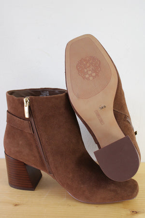 NEW Vince Camuto Suede Brown Ankle Heel Boots | Size 7.5