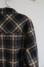 Freedom Foundry Tan & Gray Plaid Fleece Lined Shacket | XXL