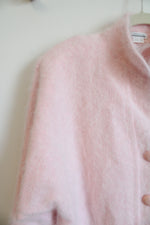 Misook Vintage Pink Angora Rabbit Fur Knit Cardigan | L/XL