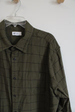 Gap Standard F it Green & Black Plaid Flannel Shirt | XXL