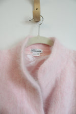 Misook Vintage Pink Angora Rabbit Fur Knit Cardigan | L/XL