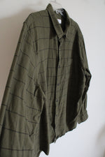 Gap Standard F it Green & Black Plaid Flannel Shirt | XXL