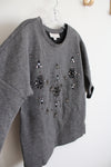 NEW LOFT Gray Embellished Gray Top | XXS Petite