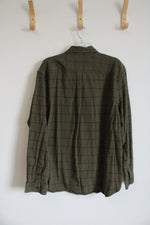 Gap Standard F it Green & Black Plaid Flannel Shirt | XXL