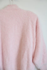 Misook Vintage Pink Angora Rabbit Fur Knit Cardigan | L/XL