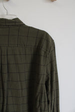 Gap Standard F it Green & Black Plaid Flannel Shirt | XXL