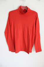 Coldwater Creek Orange Mock Neck Long Sleeved Shirt | M