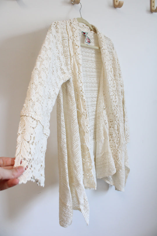 Johnny Was Crocheted Lace Boho Style Cardigan | M