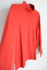 Coldwater Creek Orange Mock Neck Long Sleeved Shirt | M