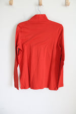 Coldwater Creek Orange Mock Neck Long Sleeved Shirt | M