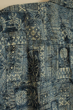 NEW Haggar Blue and Tan Printed Short Sleeve Button-down shirt | L
