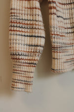 Loft Tan and Blue Zip-up Knit Sweater | M