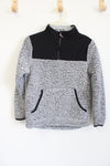 Wonder Nation Gray Black Sherpa 1/4 Zip Pullover Sweatshirt | Youth L (10/12)