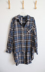 NEW Heyson Blue Plaid Button Down Dress | L