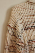 Loft Tan and Blue Zip-up Knit Sweater | M