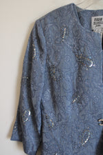 NEW R&M Richards Blue Sequined Paisley Dress & Top Set | 8 Petite