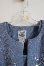 NEW R&M Richards Blue Sequined Paisley Dress & Top Set | 8 Petite