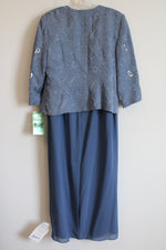 NEW R&M Richards Blue Sequined Paisley Dress & Top Set | 8 Petite