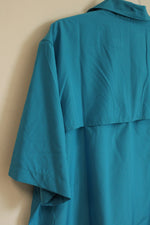 NEW Eddie Bauer Bright Blue Pocket Button Down Short Sleeve Shirt | XL