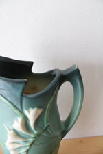Vintage Roseville Pottery Freesia Dark Teal Ceramic Pitcher