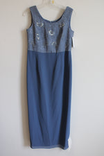 NEW R&M Richards Blue Sequined Paisley Dress & Top Set | 8 Petite