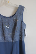 NEW R&M Richards Blue Sequined Paisley Dress & Top Set | 8 Petite
