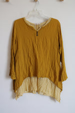 Surya Cotton Mustard Asymmetrical Top | M