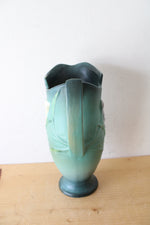 Vintage Roseville Pottery Freesia Dark Teal Ceramic Pitcher