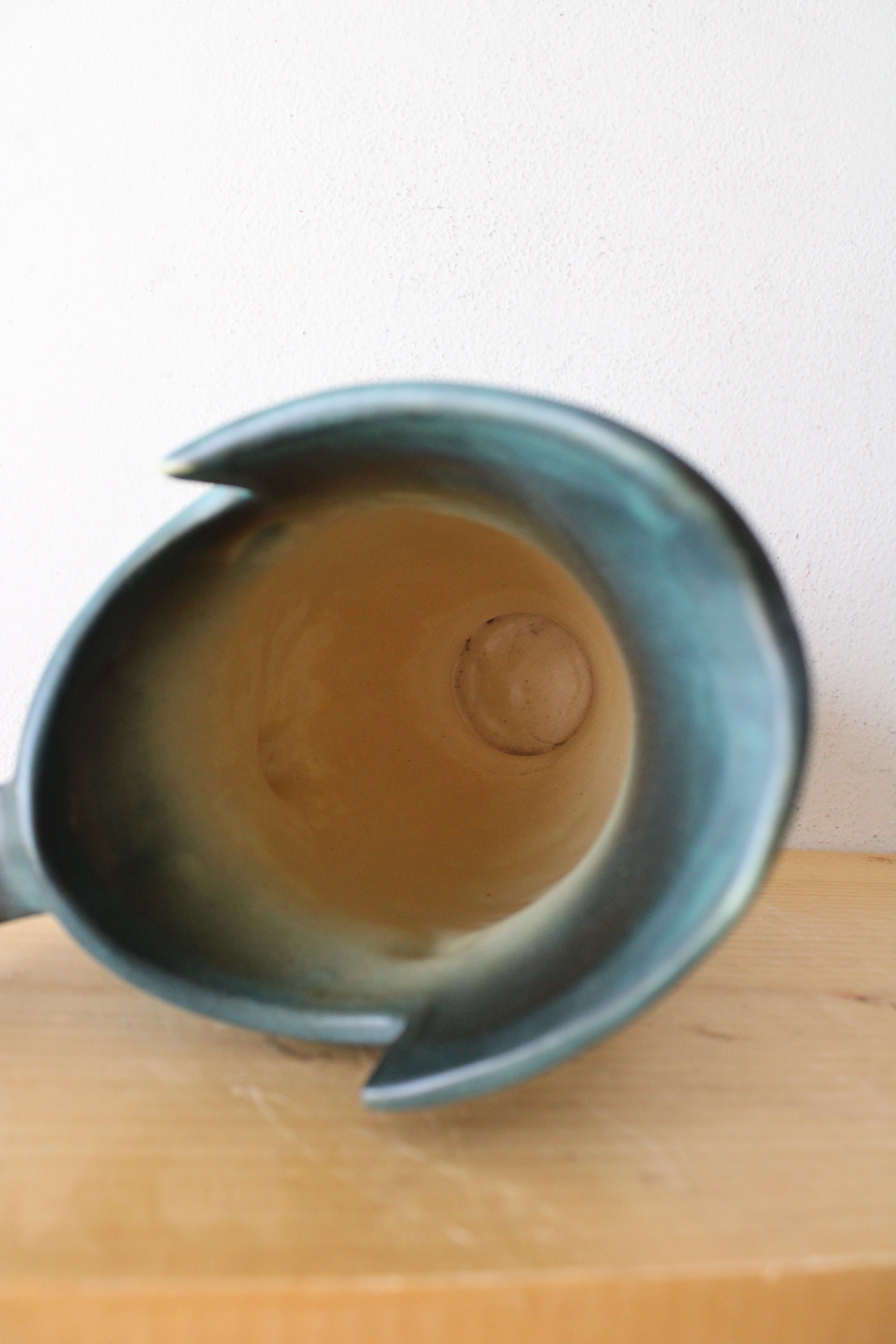 Vintage Roseville Pottery Freesia Dark Teal Ceramic Pitcher