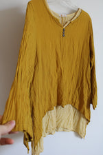 Surya Cotton Mustard Asymmetrical Top | M