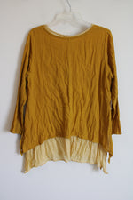 Surya Cotton Mustard Asymmetrical Top | M