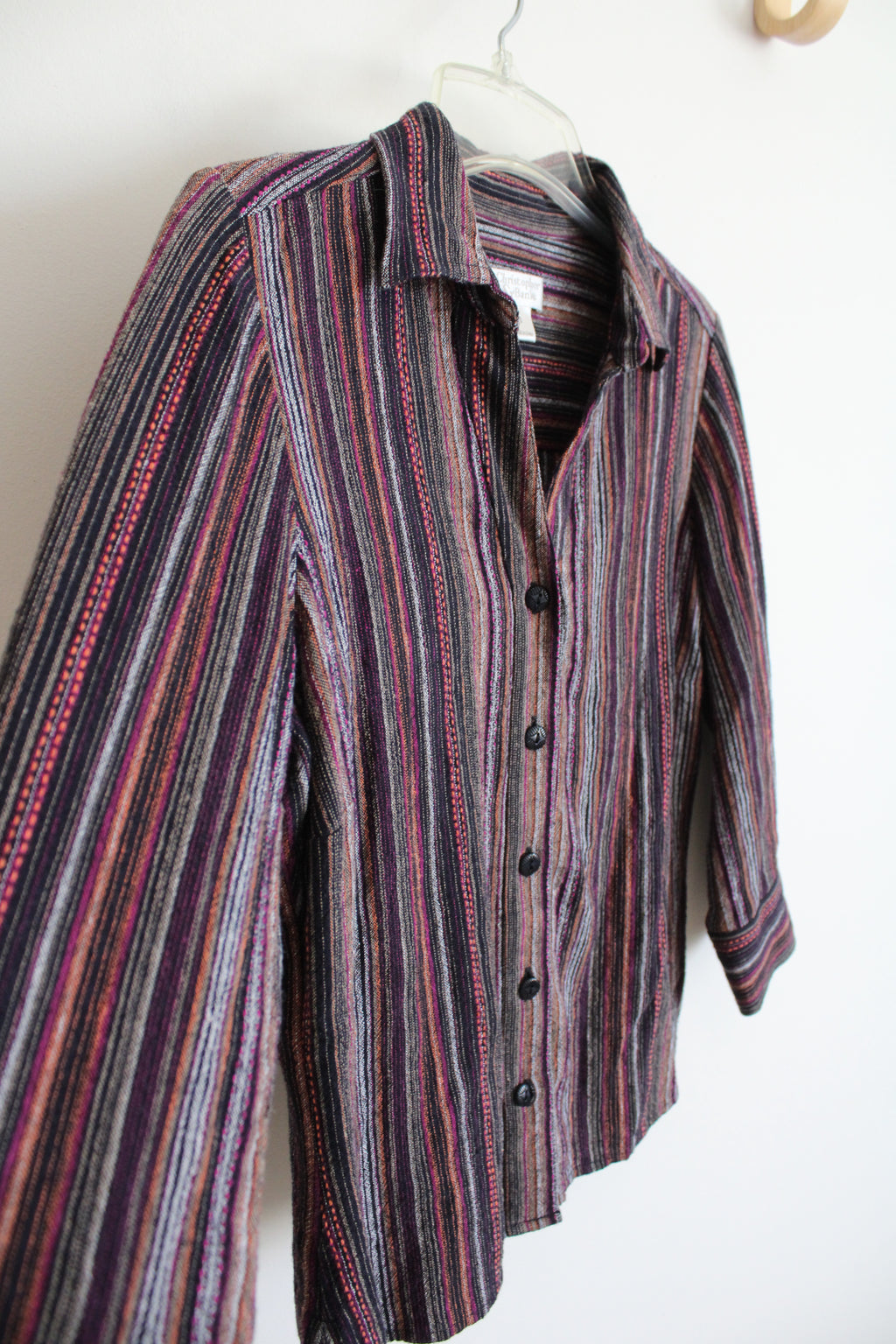 Christopher & Banks Multi-Colored Striped Button Down Linen Blend Top | S